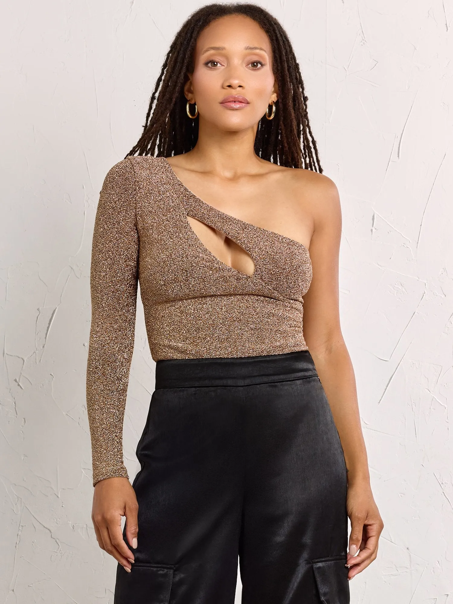 One-Shoulder Glitter Bodysuit - Luxy USA