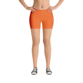 Orange Women's Shorts, Solid Color Bright Orange Premium Short Tights-Made in USA/EU