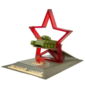 Original Soviet Early Cold War Era T34 Tank Model “Shrouded with Glory” Desk Model - circa 1960