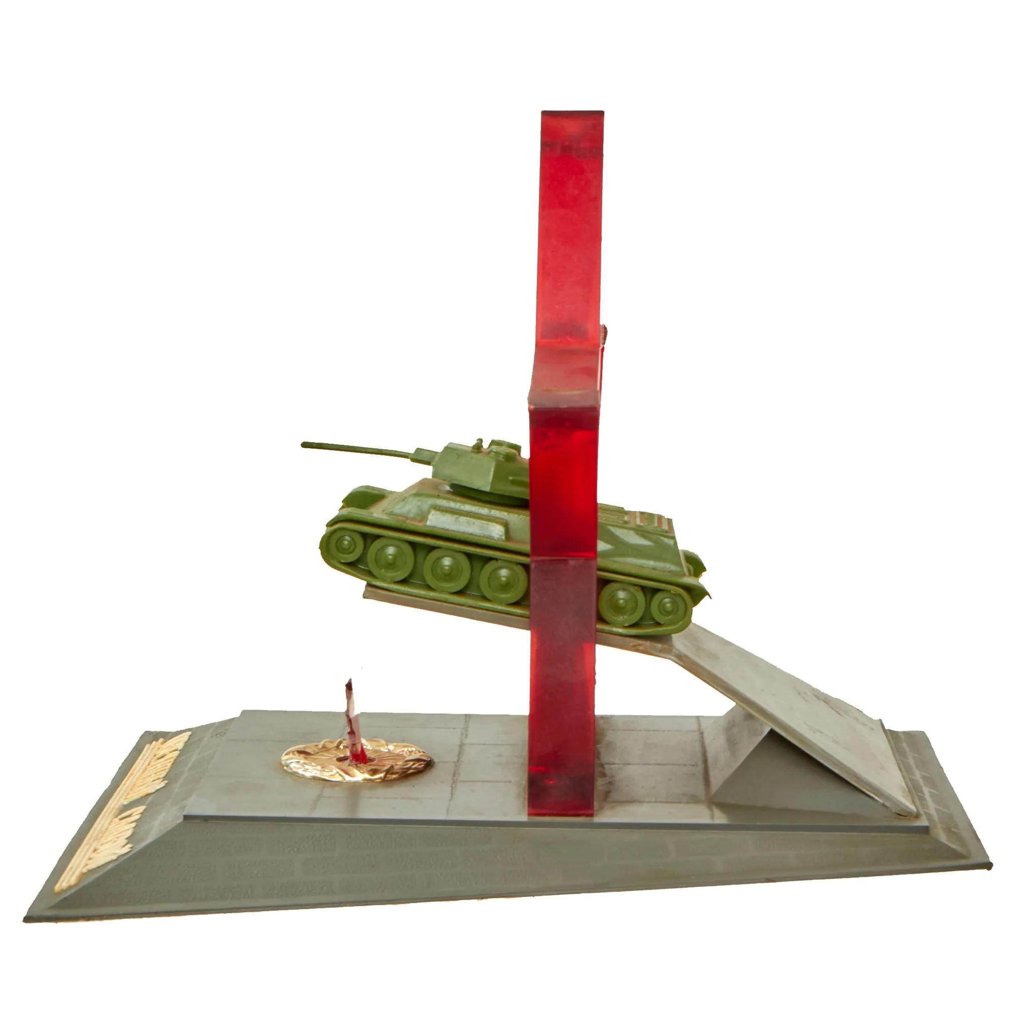 Original Soviet Early Cold War Era T34 Tank Model “Shrouded with Glory” Desk Model - circa 1960