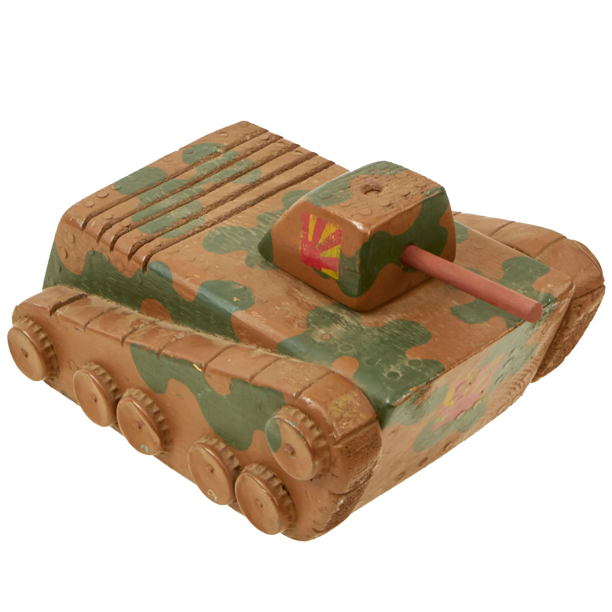Original U.S. / Japanese WWII “POW” Made Type 95 Ha-Go Light Tank Wood Model Toy