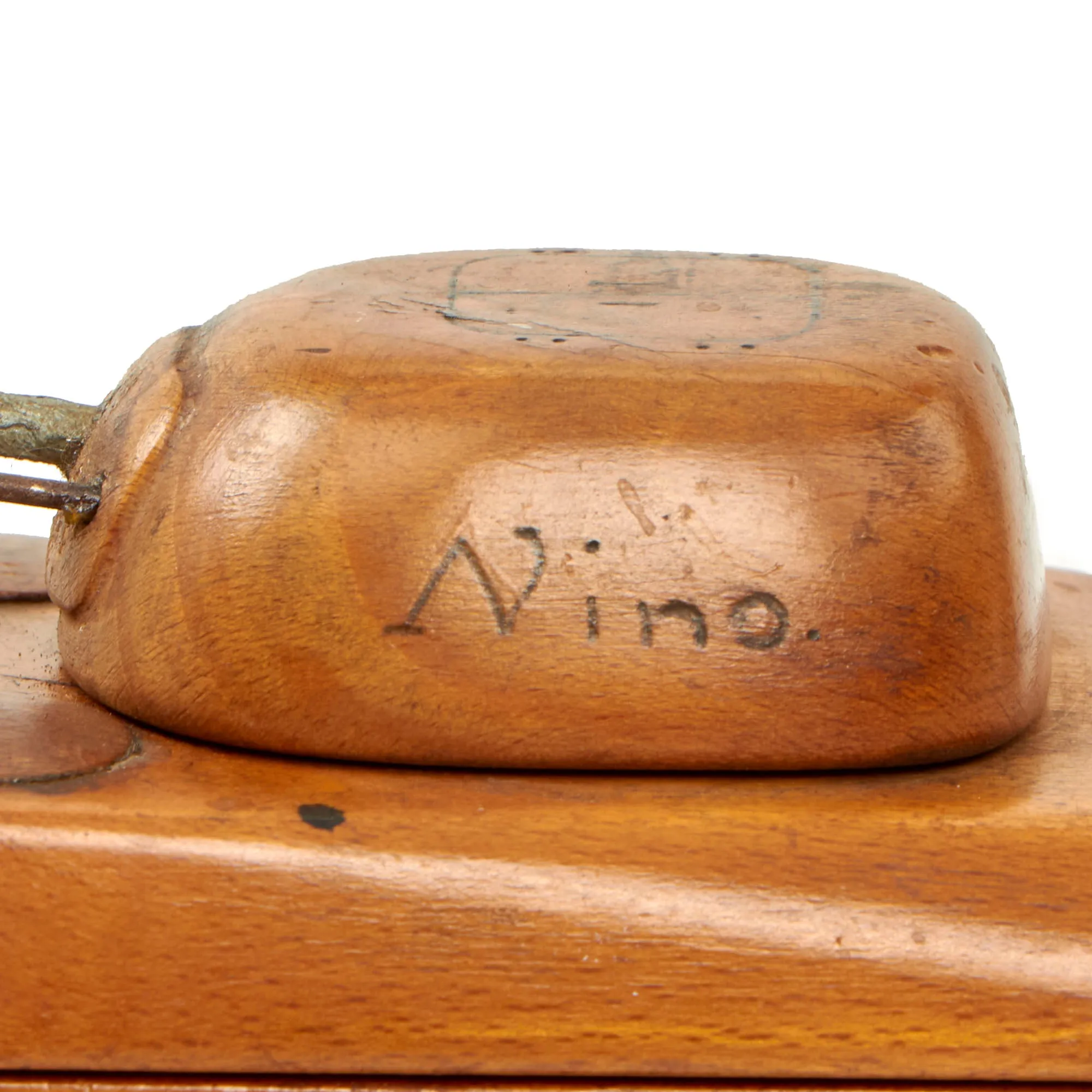 Original U.S. WWII Italian POW Made M4 Sherman Tank Wood Desktop Cigarette Tobacco Box - Formerly A.A.F. Tank Museum Collection