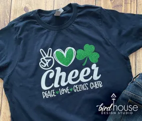 Peace Love Cheer Shirt, Any Color, Any School / Mascot