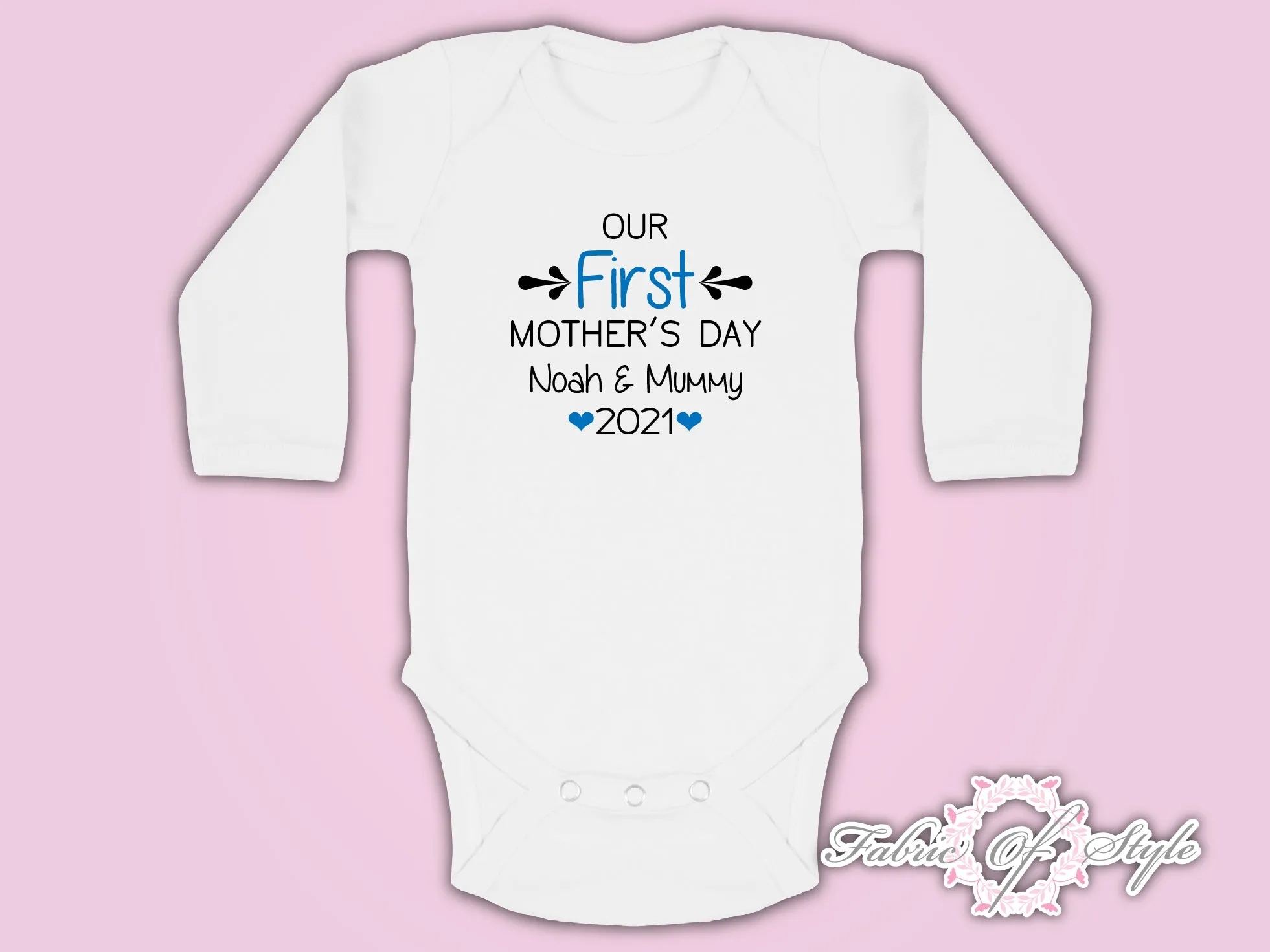 Personalised  Our First Mothers Day  Baby Kids Body Suit Long Sleeve Vest Boy