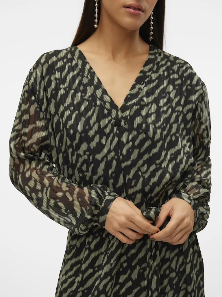 Rie V-Neck Dress - Balsam Green