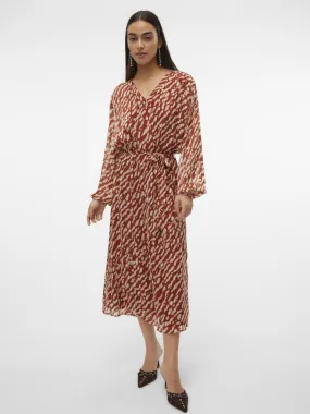 Rie V-Neck Dress - Fired Brick