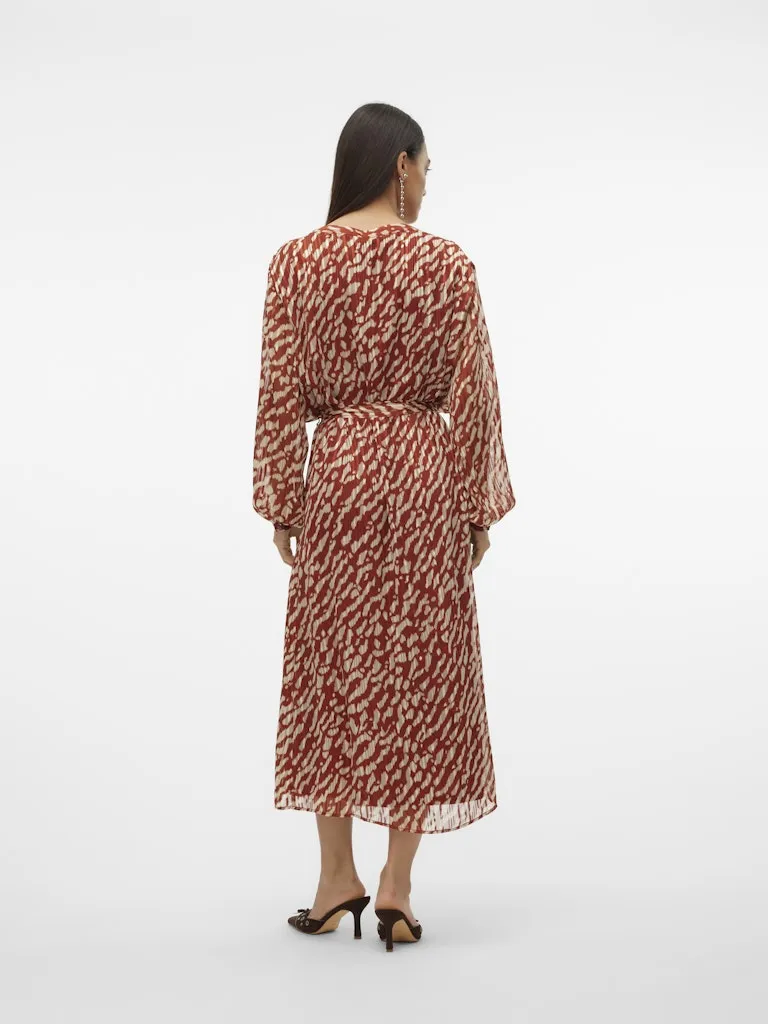 Rie V-Neck Dress - Fired Brick
