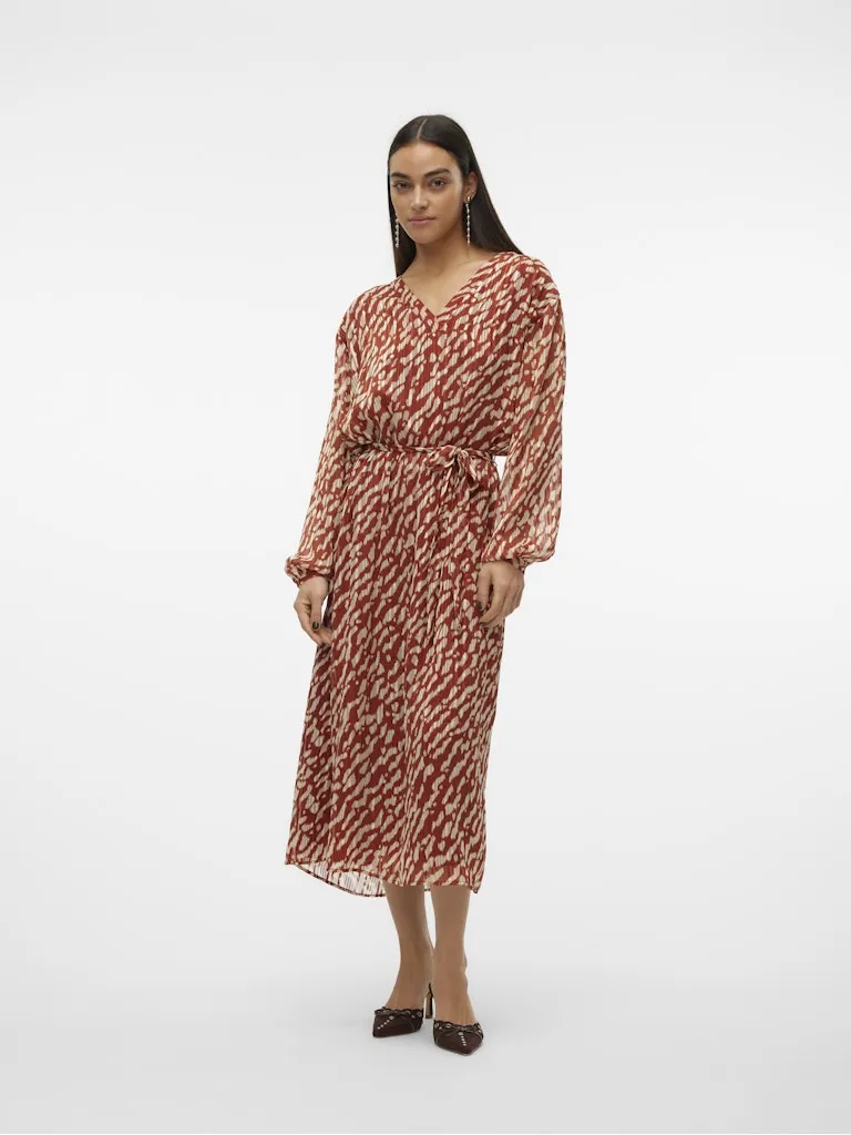 Rie V-Neck Dress - Fired Brick