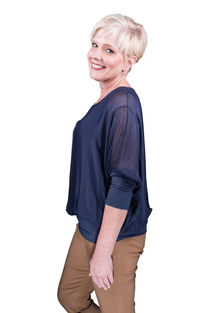 Rosa Silk Banded Blouse (BQ206)