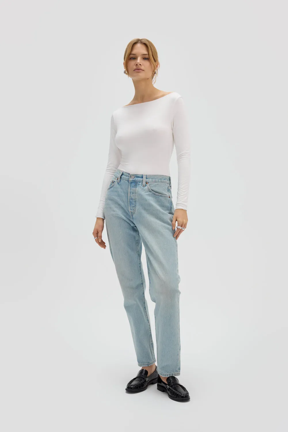 Saint Body Long Sleeve Wide Neckline Body White