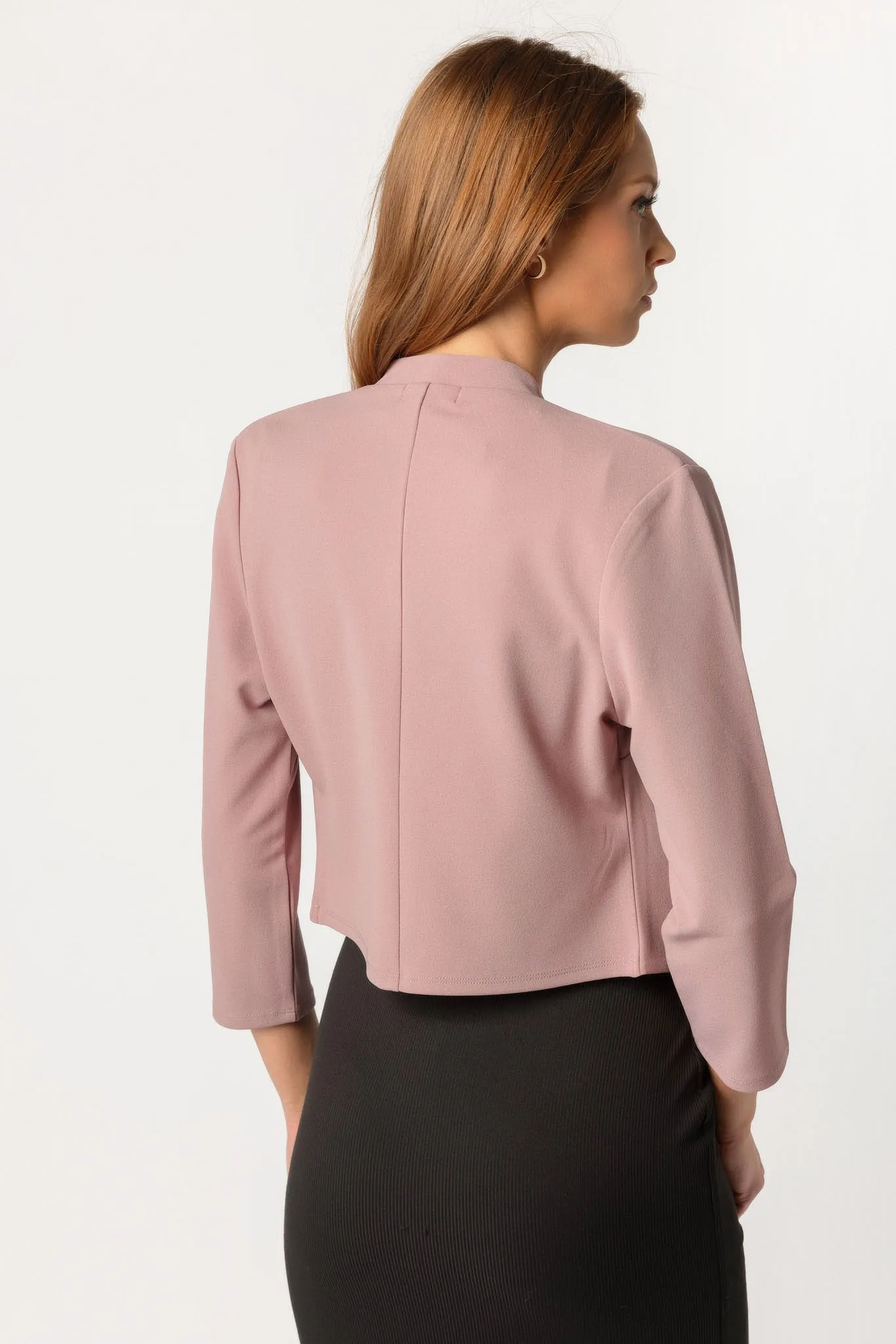 Scuba Crepe Cropped Shawl Blazer