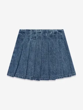 Self Portrait Girls Denim Mini Skirt in Blue
