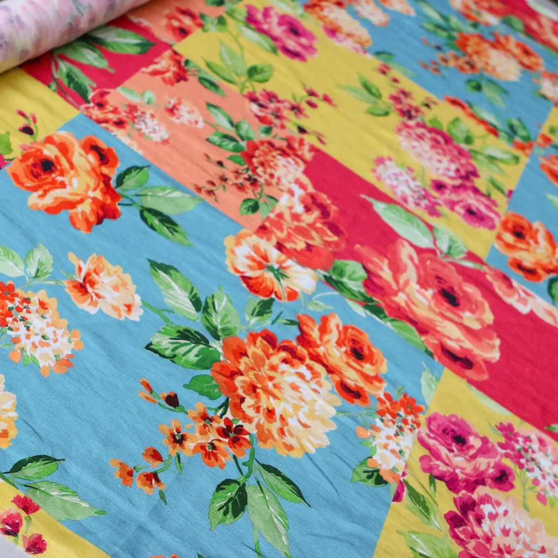 Sherbet Peonies Printed Linen