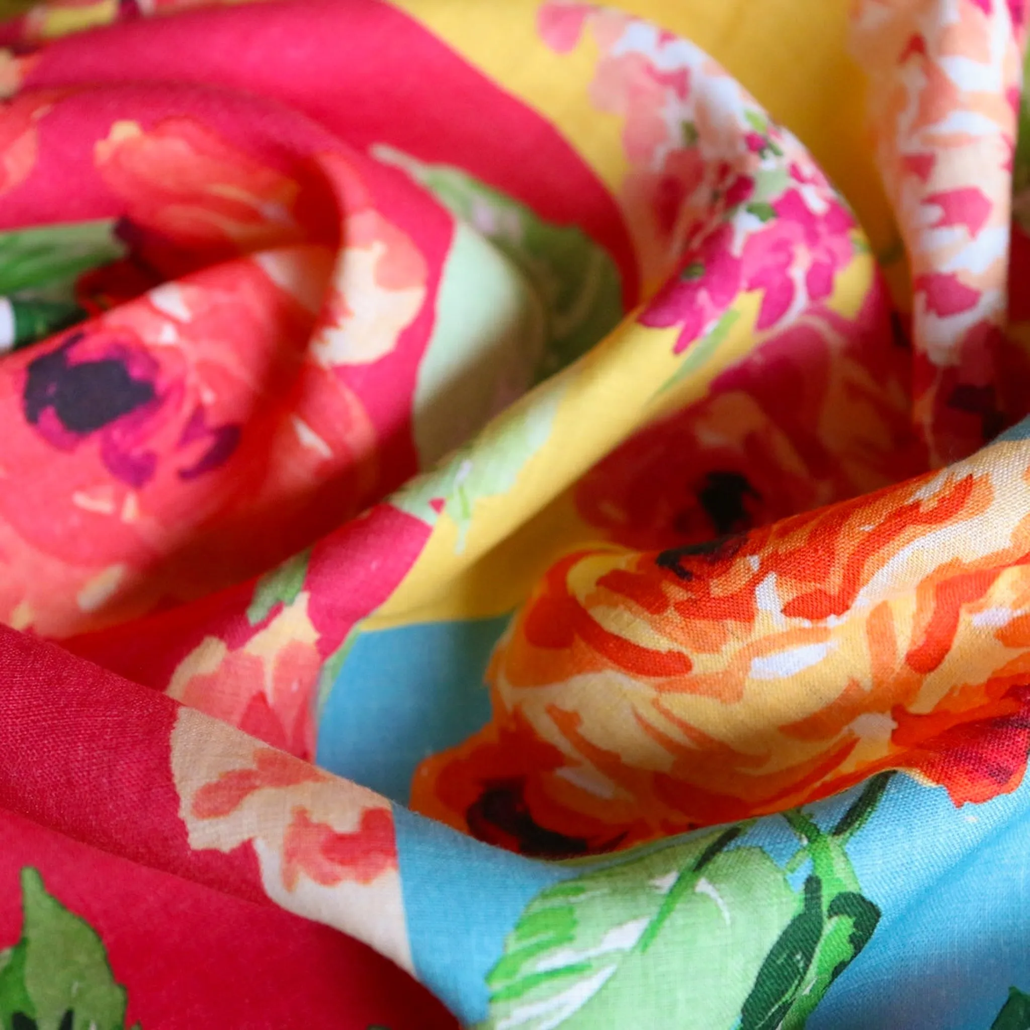 Sherbet Peonies Printed Linen