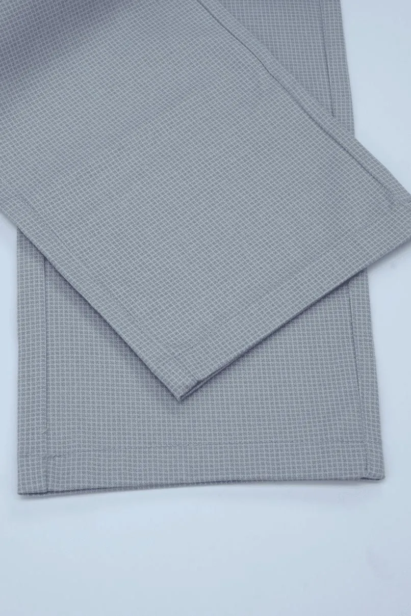 Silver Grey Checked - 2 way stretch - COTTON PANT