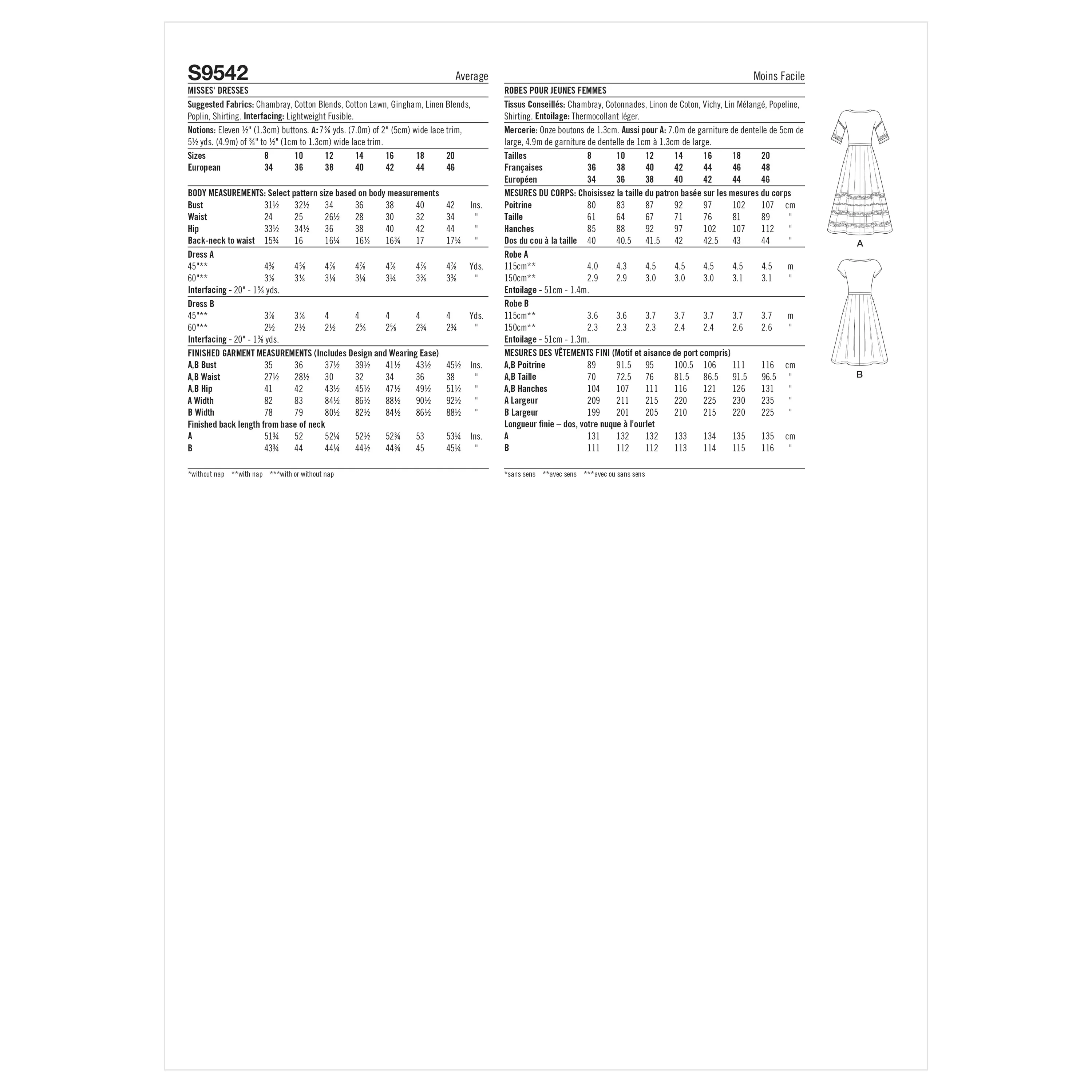 Simplicity 9542 Misses' Dresses pattern
