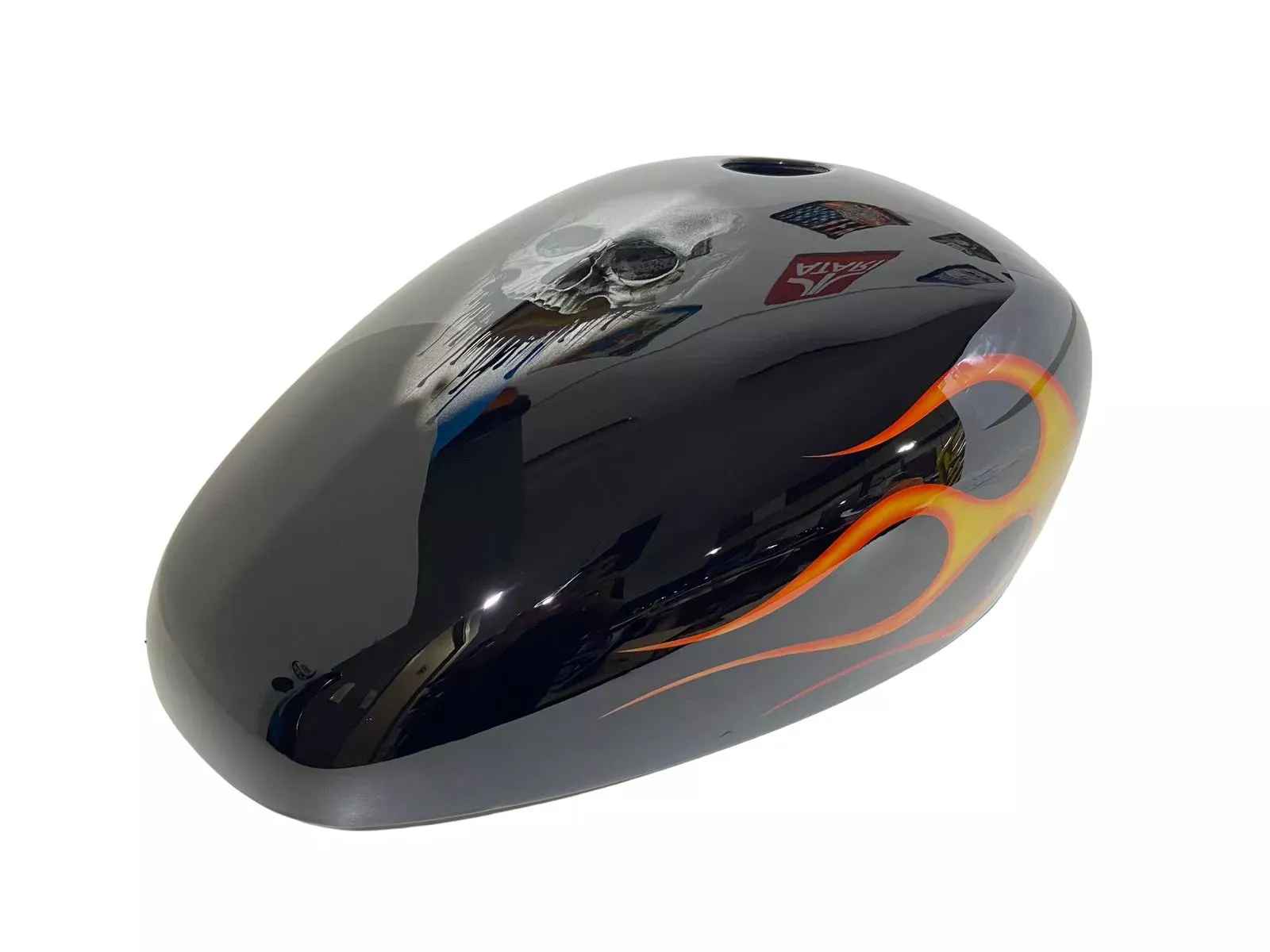 SKULL ORANGE FLAMES - Iron