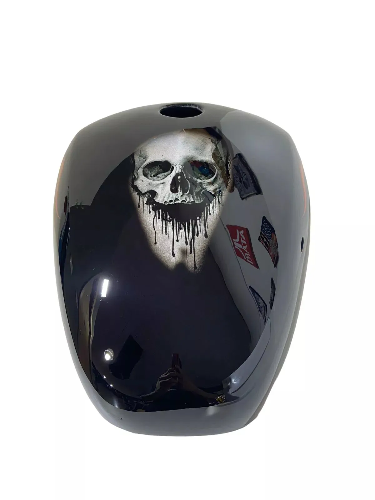 SKULL ORANGE FLAMES - Iron