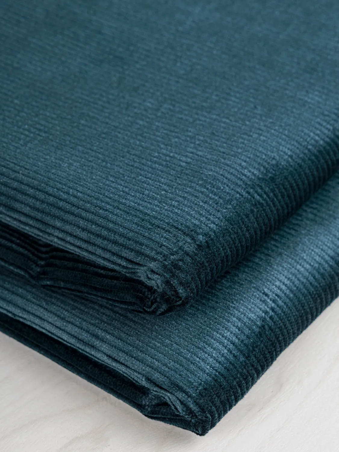 Slight Stretch Cotton Corduroy Deadstock - Deep Teal - Swatch