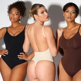 Smoothing Open Back Thong Shaper Bodysuit