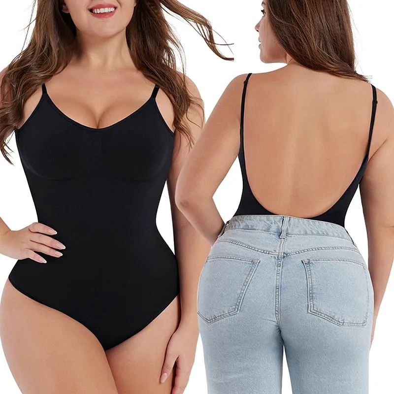 Smoothing Open Back Thong Shaper Bodysuit