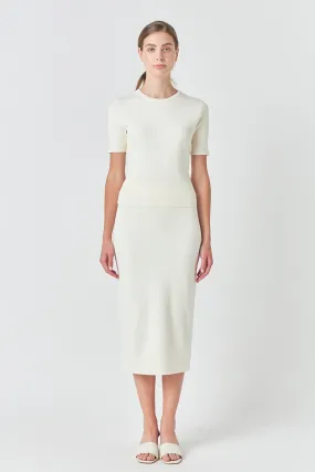 Solid Knit Midi Skirt