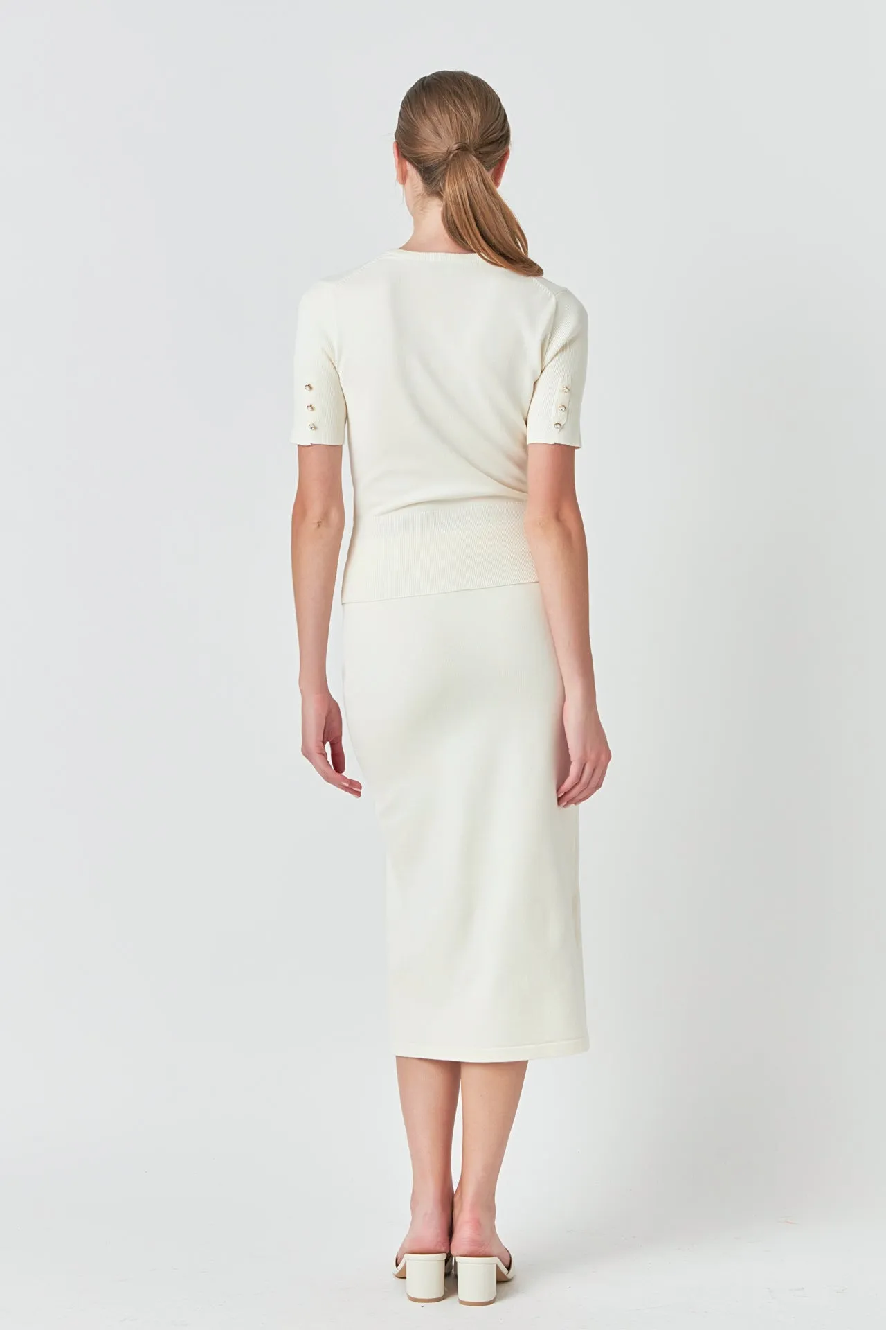 Solid Knit Midi Skirt