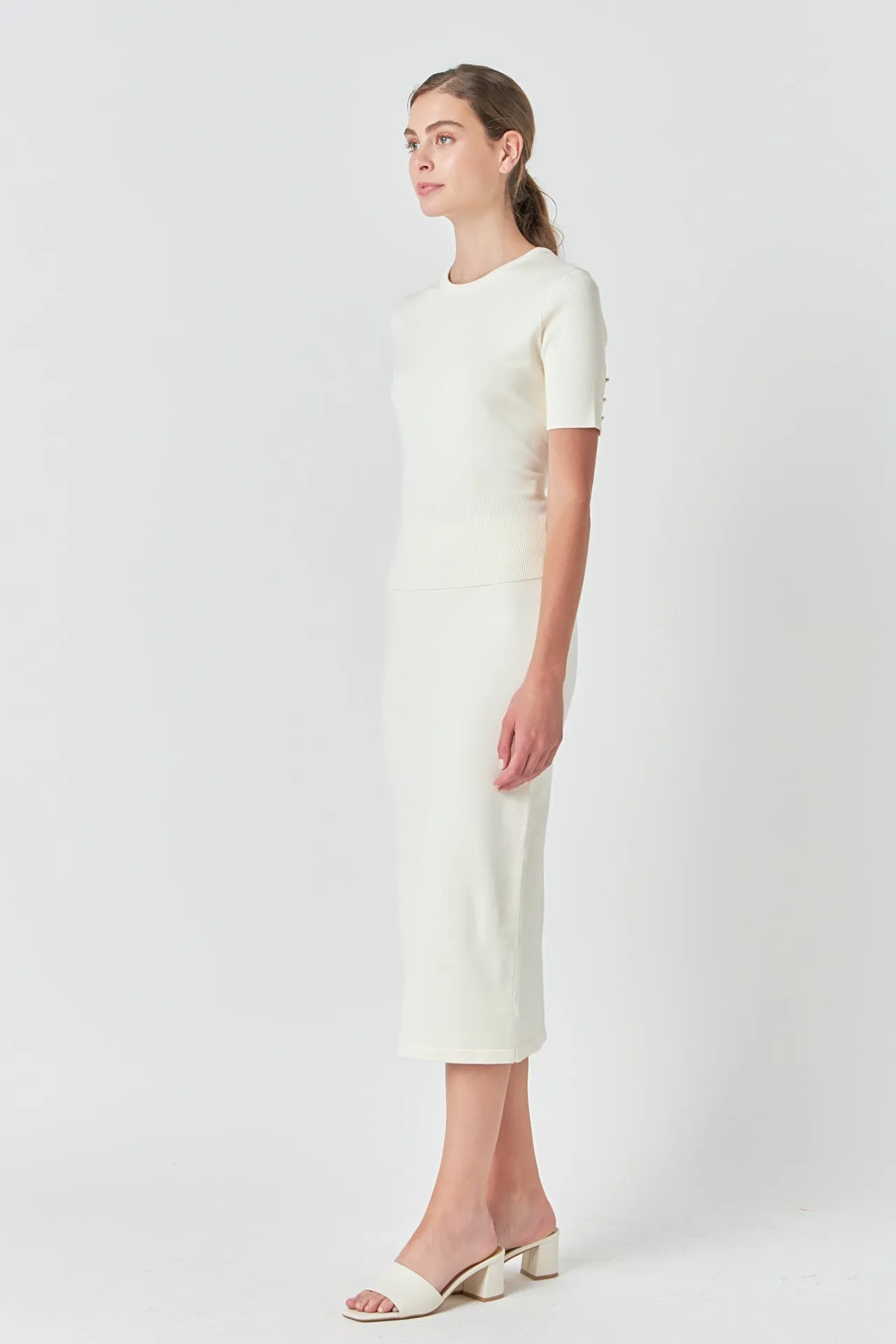 Solid Knit Midi Skirt