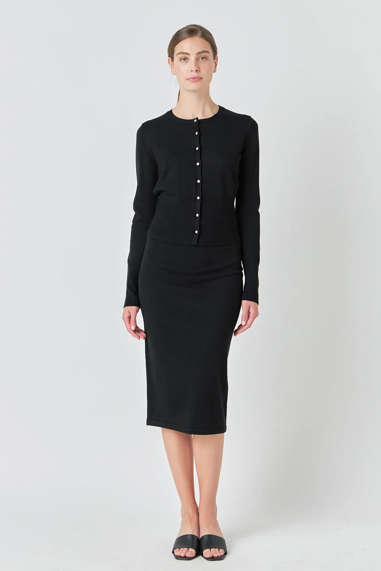 Solid Knit Midi Skirt