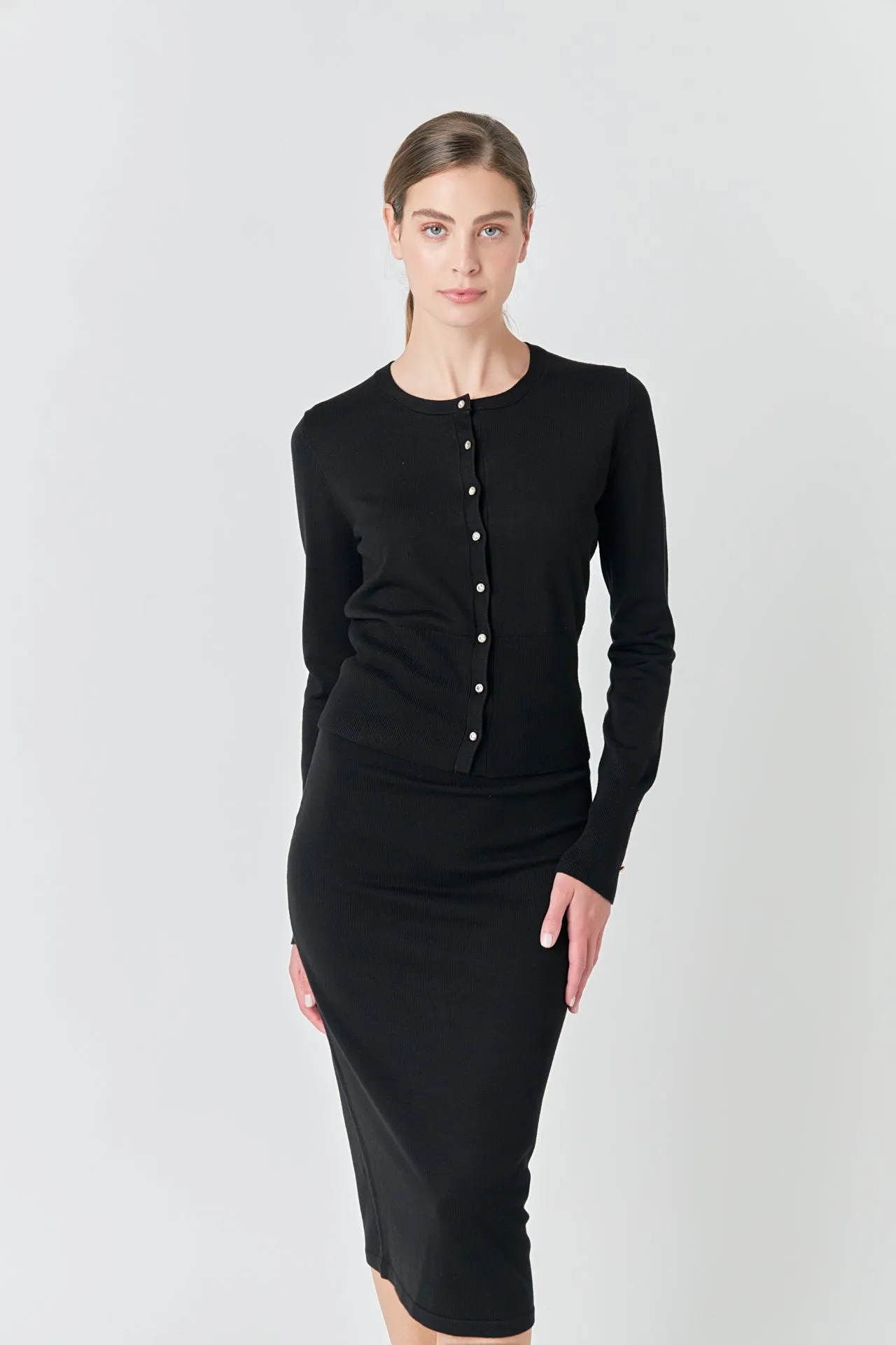 Solid Knit Midi Skirt