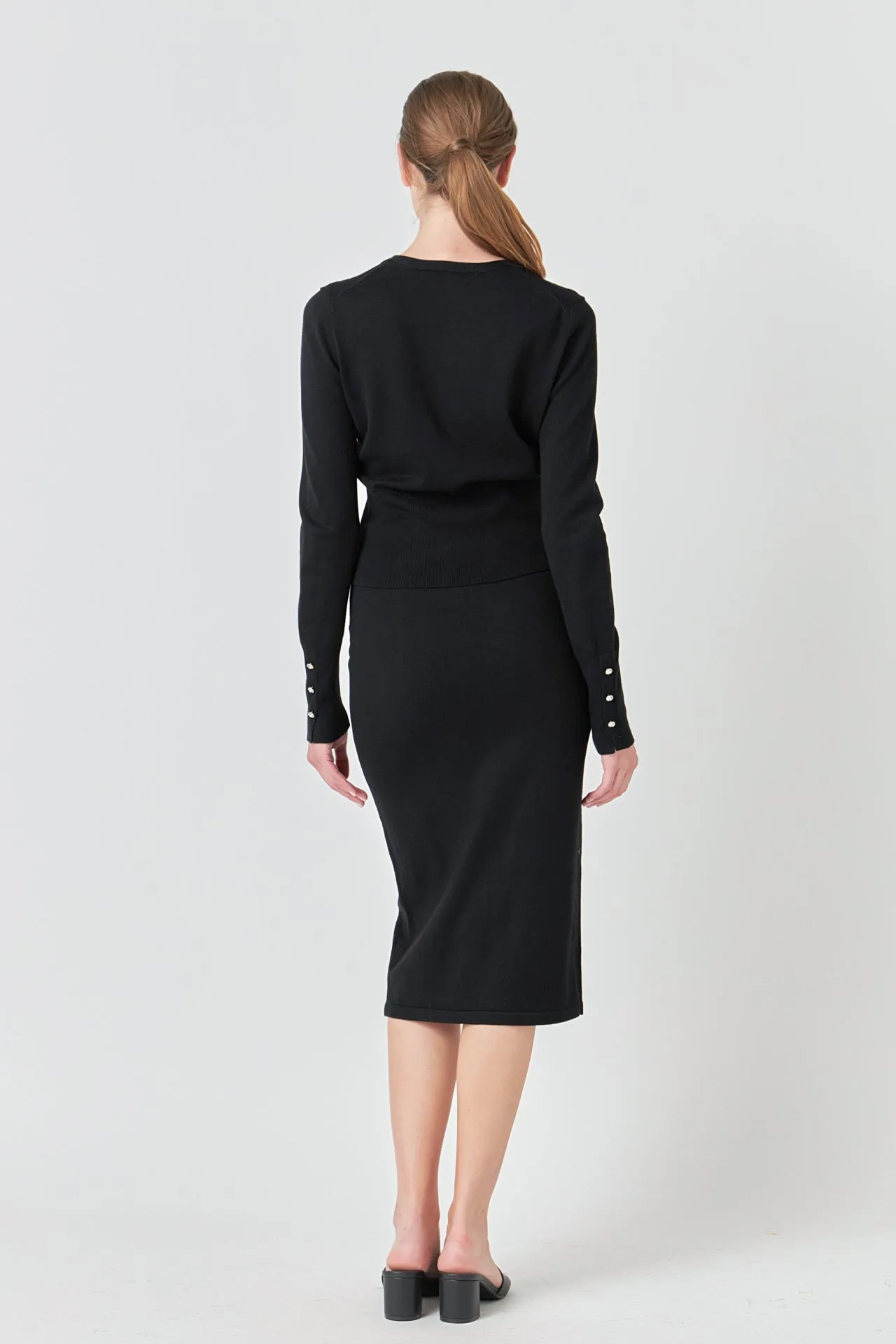 Solid Knit Midi Skirt