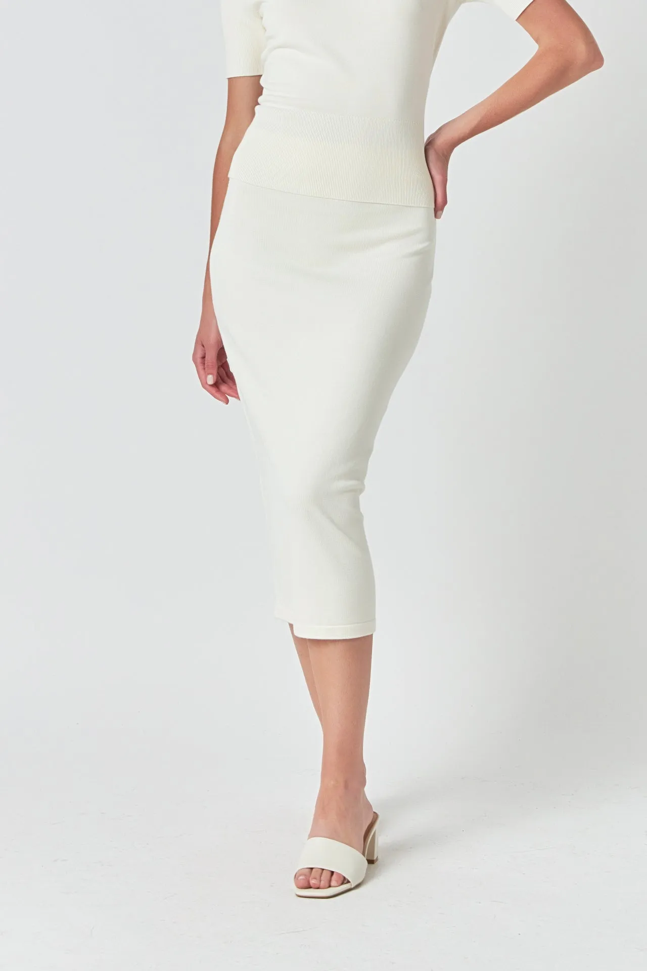 Solid Knit Midi Skirt