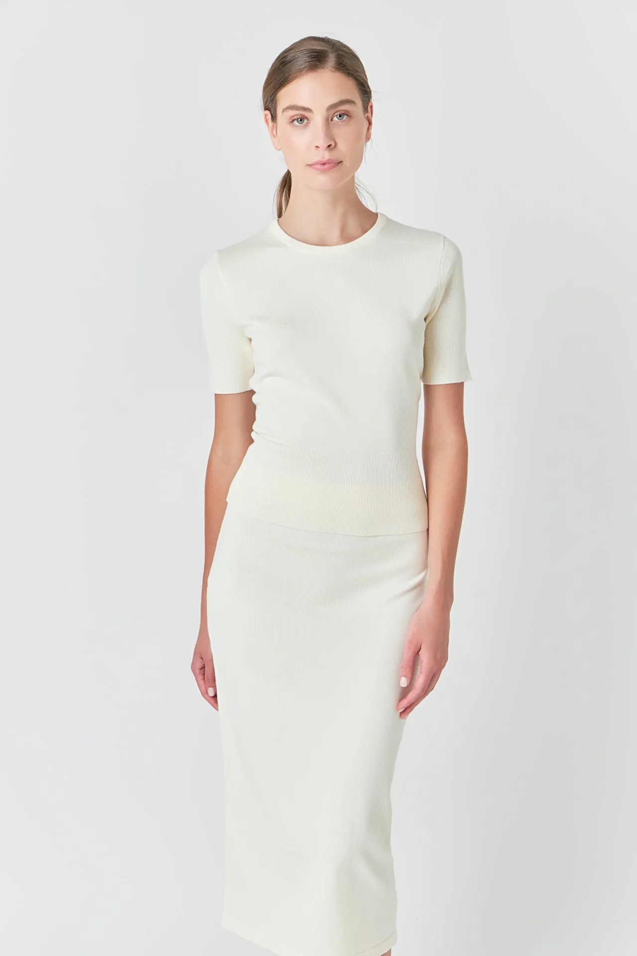 Solid Knit Midi Skirt