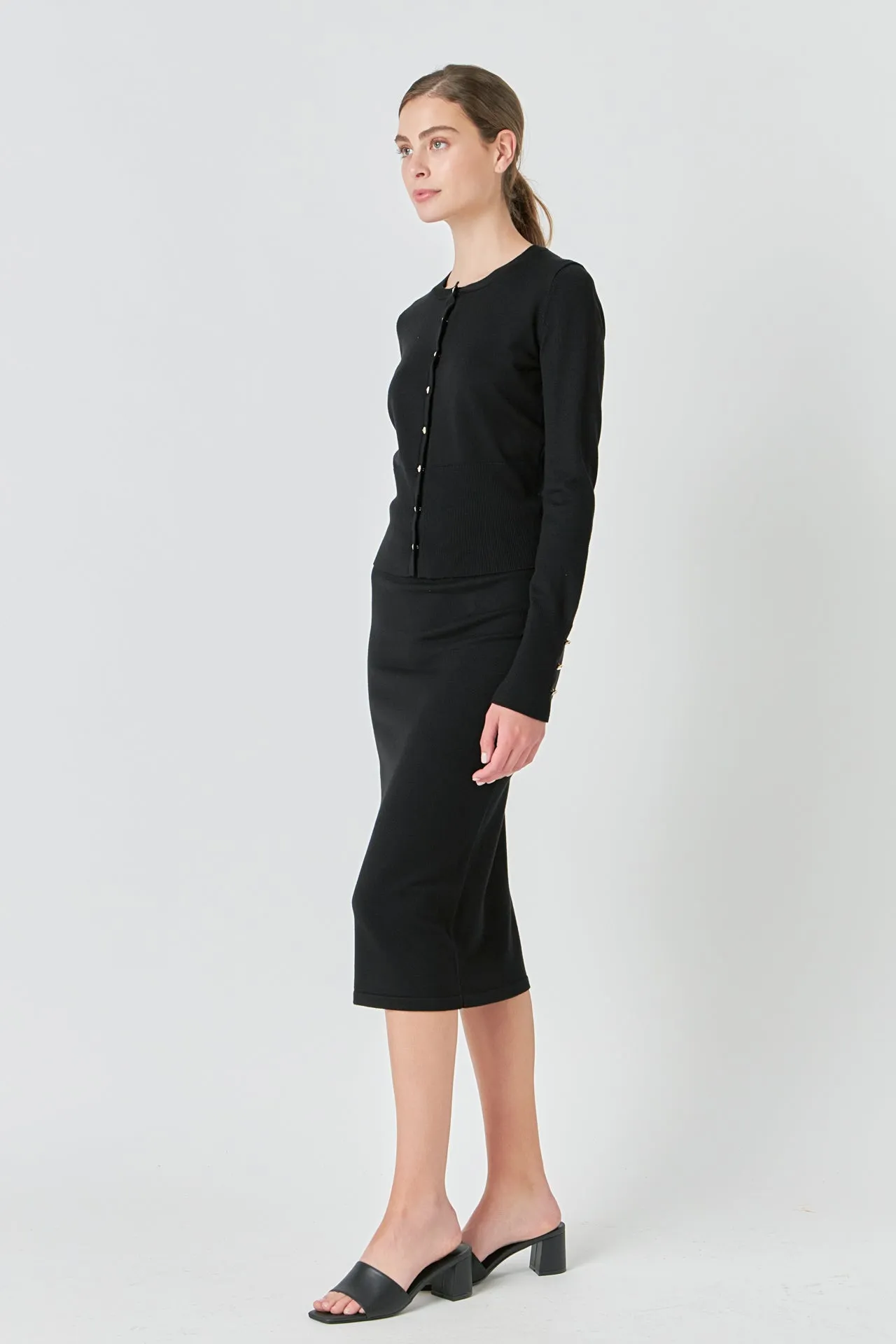 Solid Knit Midi Skirt