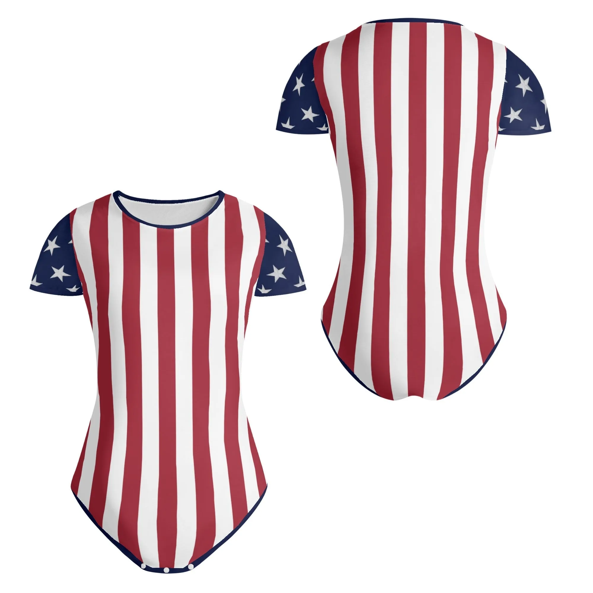 Stars and Stripes Bodysuit for Women - Flag Inspired Stripes First