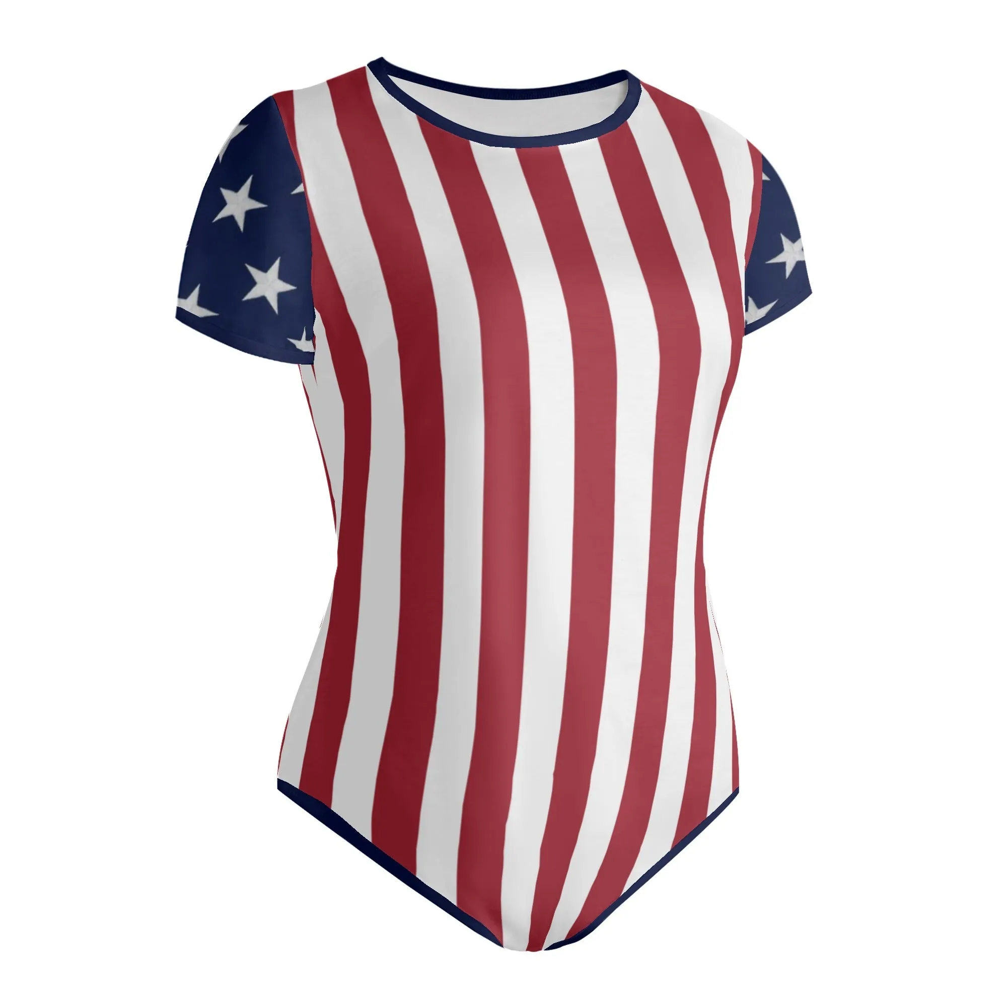 Stars and Stripes Bodysuit for Women - Flag Inspired Stripes First