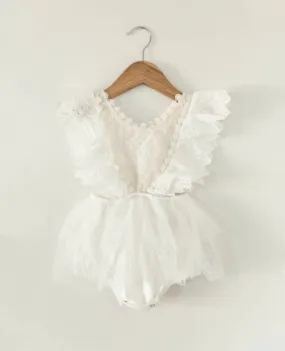 Tallulah - White Embroidered Lace Romper