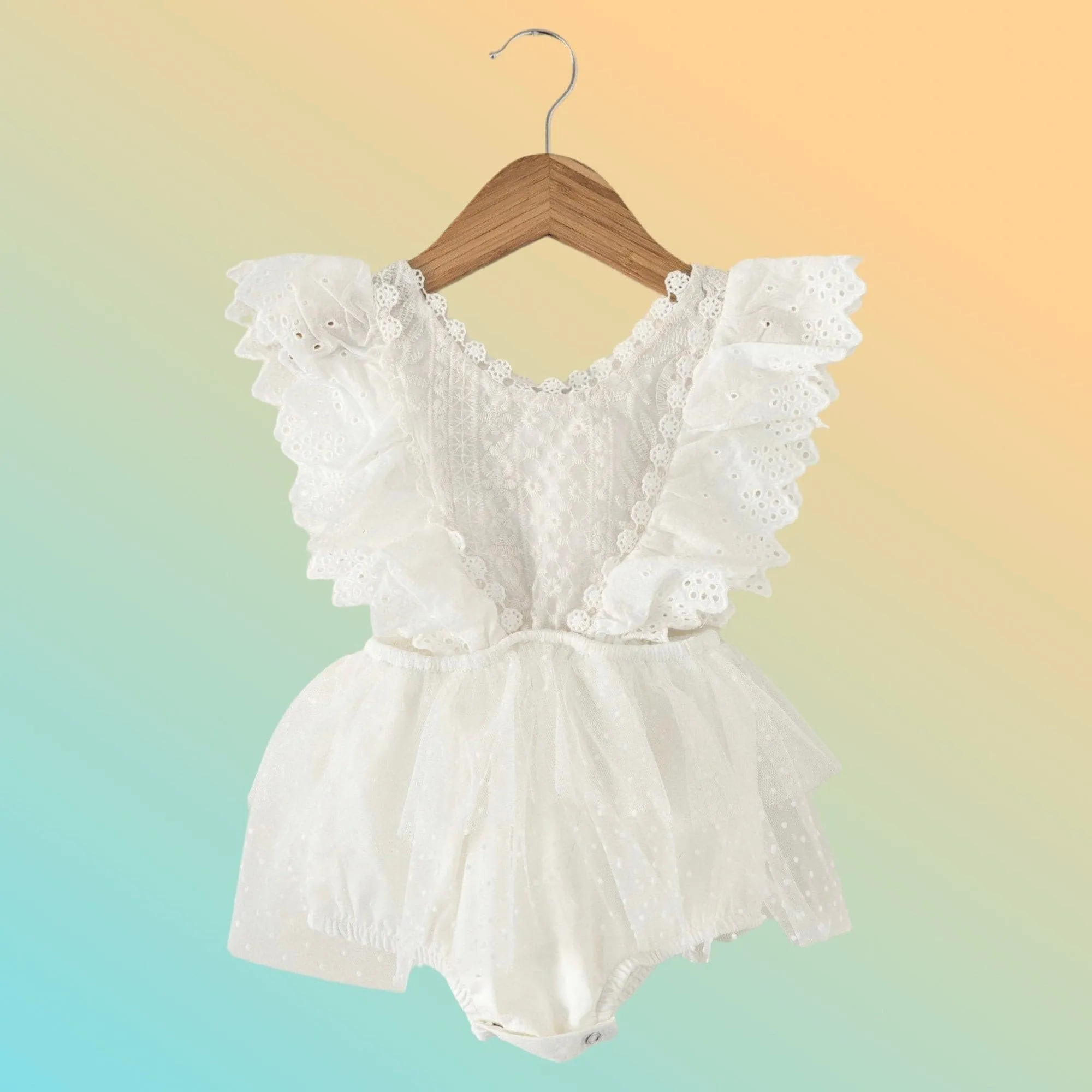 Tallulah - White Embroidered Lace Romper