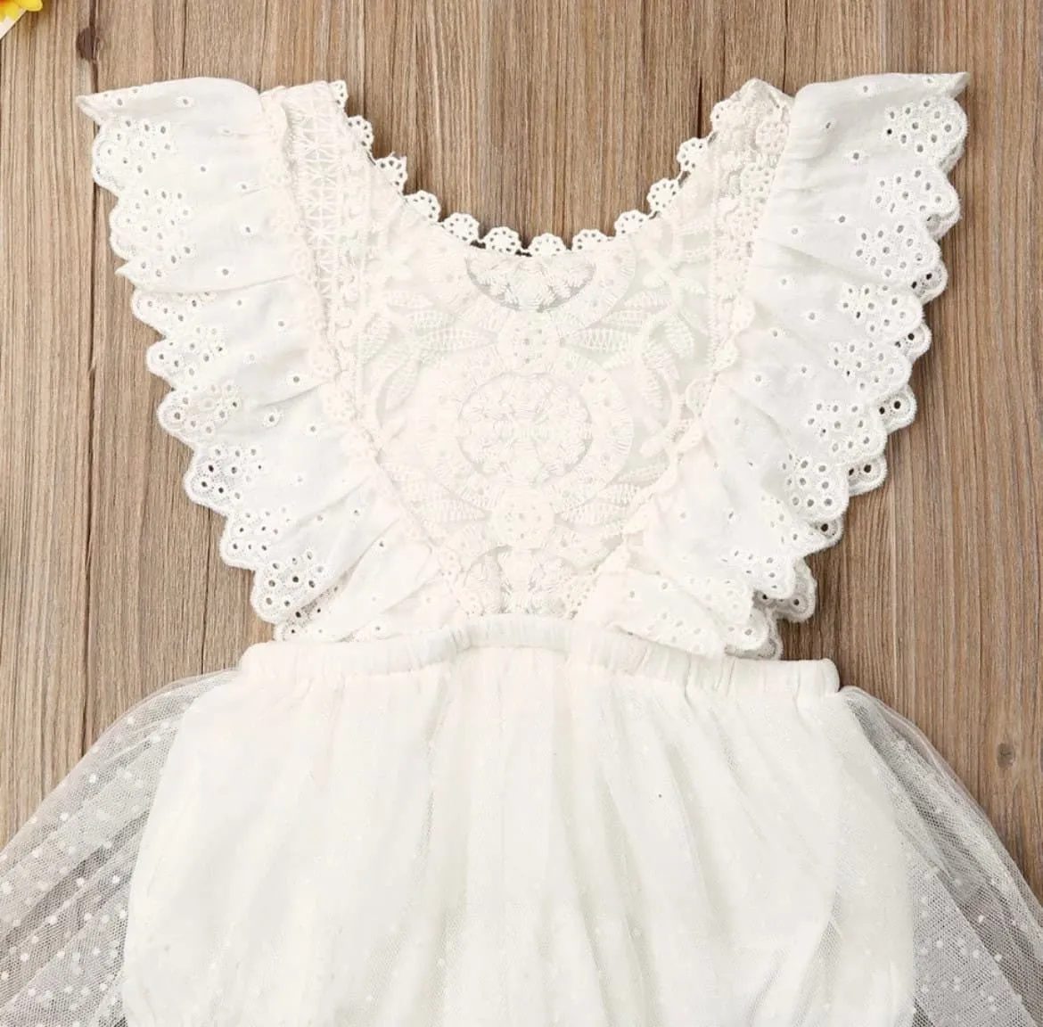 Tallulah - White Embroidered Lace Romper