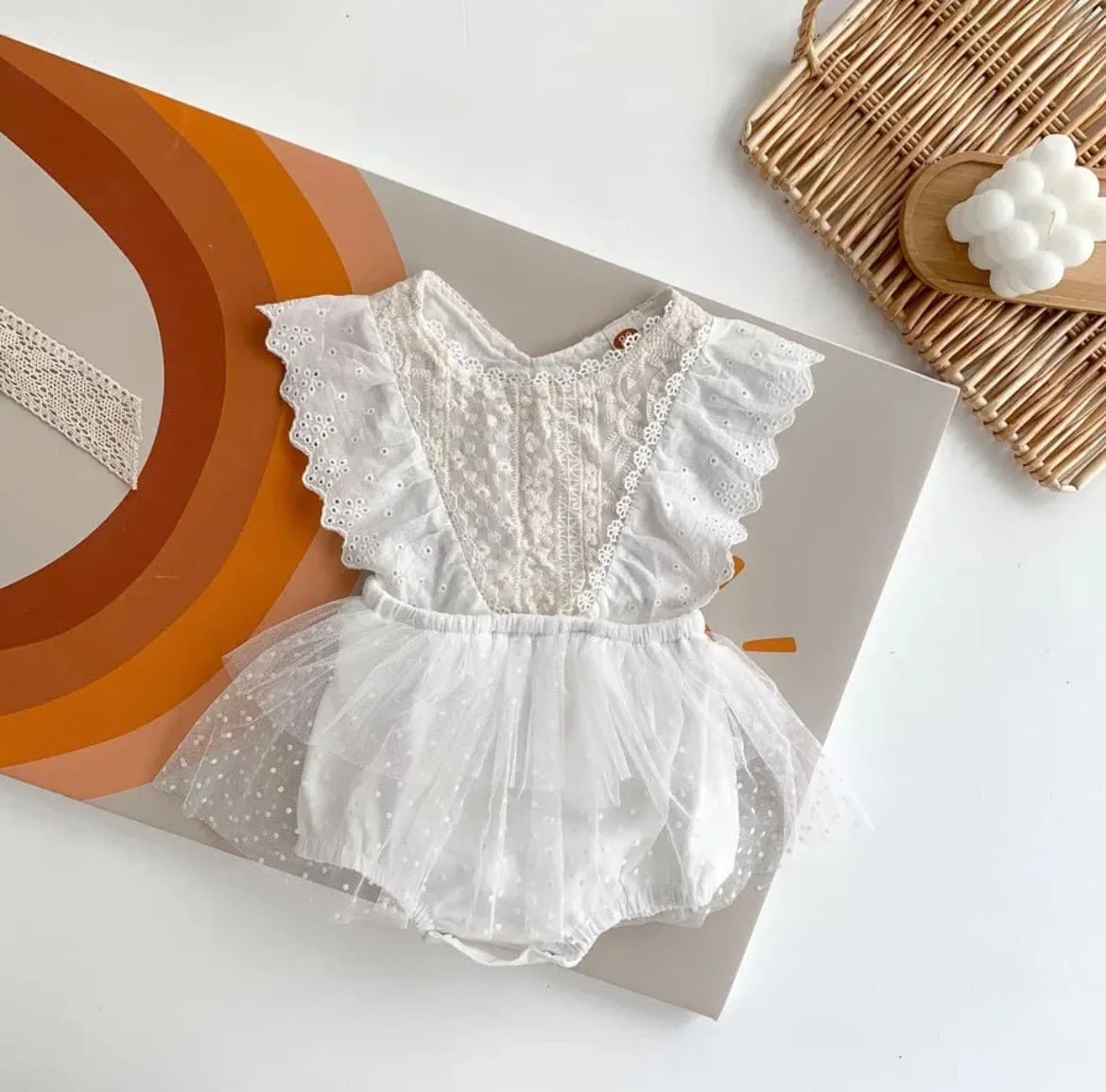 Tallulah - White Embroidered Lace Romper