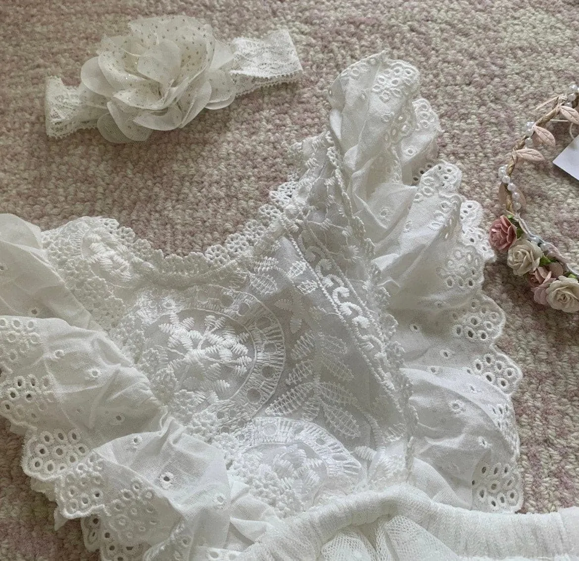 Tallulah - White Embroidered Lace Romper