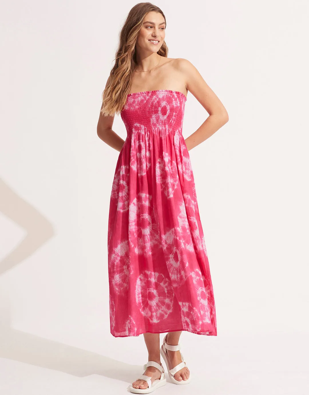 Tie Dye Skirt Dress - Rose Pink