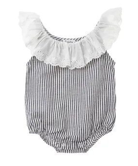 Tocoto Vintage Navy Stripe Ruffle Romper