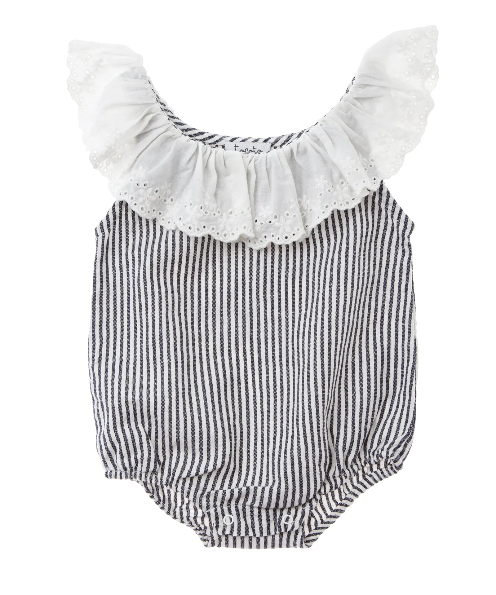 Tocoto Vintage Navy Stripe Ruffle Romper