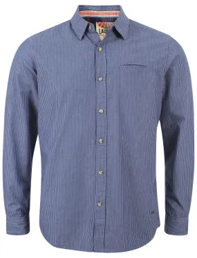 Tokyo Laundry Tarlton Striped Cotton Shirt in Estate Blue