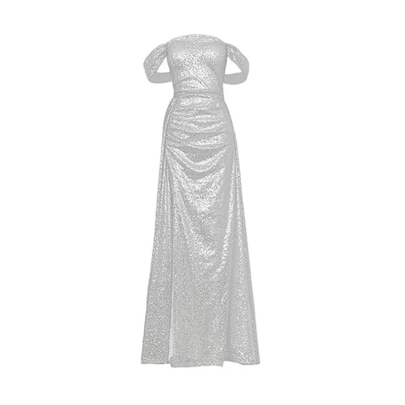Toleet 2000s fashion off-Shoulder Light Luxury Evening Dress Women's High-End Banquet Elegant Lady Host High-End Niche Sexy Dress