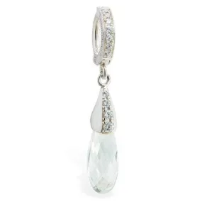 TummyToys® Encrusted Tear Drop CZ  Belly Piercing Ring
