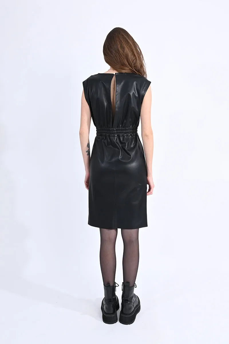 Vegan Leather Sleeveless Dress