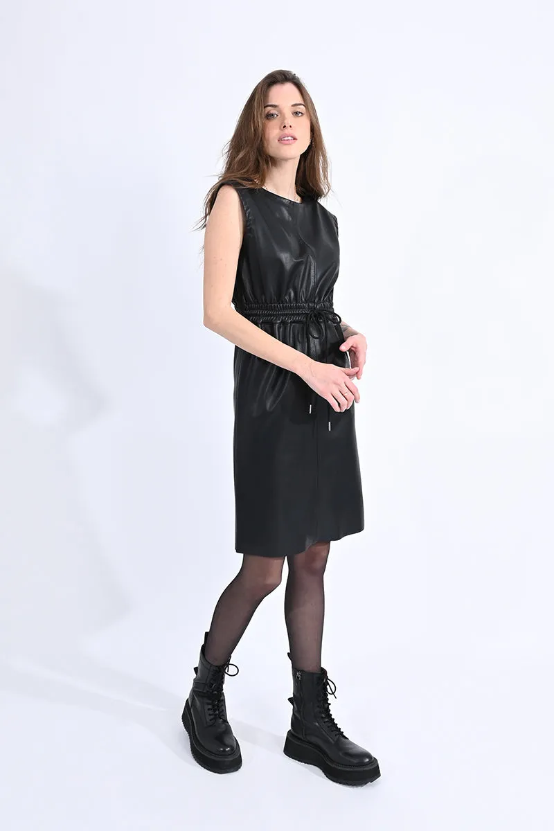 Vegan Leather Sleeveless Dress