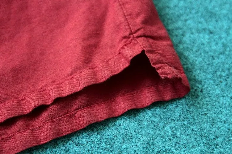 Vibrant Red Cotton Linen Palazzo Pants | Lotus